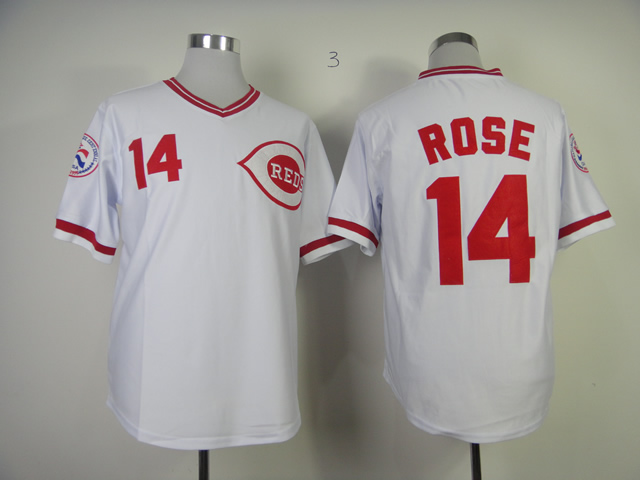 Men MLB Cincinnati Reds #14 Rose white throwback 1976 jerseys->cincinnati reds->MLB Jersey